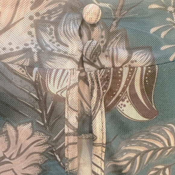 Blue B Mesh Top Size L Teal Long Sleeve Mock Neck Back Keyhole Button Closure - Picture 8 of 12